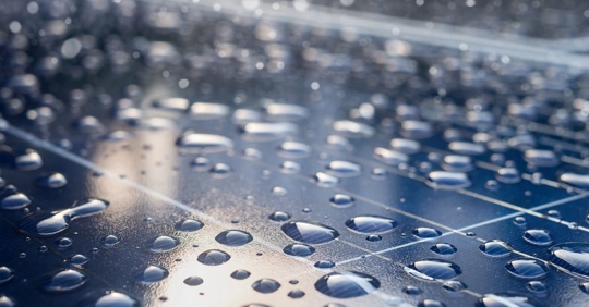 rain on solar panels